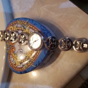 Brighton Watch  Silver Vintage-Inspired Circular Link Watch
